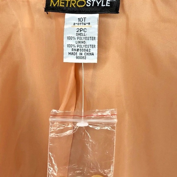 Metro Style Tan Pantsuit Set Blazer & Trousers 10T w/ Spare Button - Picture 6 of 8